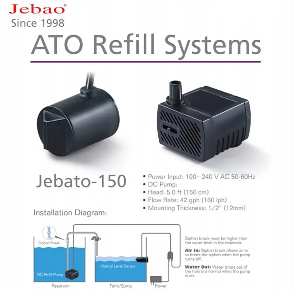 Jebato-150  ATO Smart Refill S - Aquarium Auto Top Off recension och pris